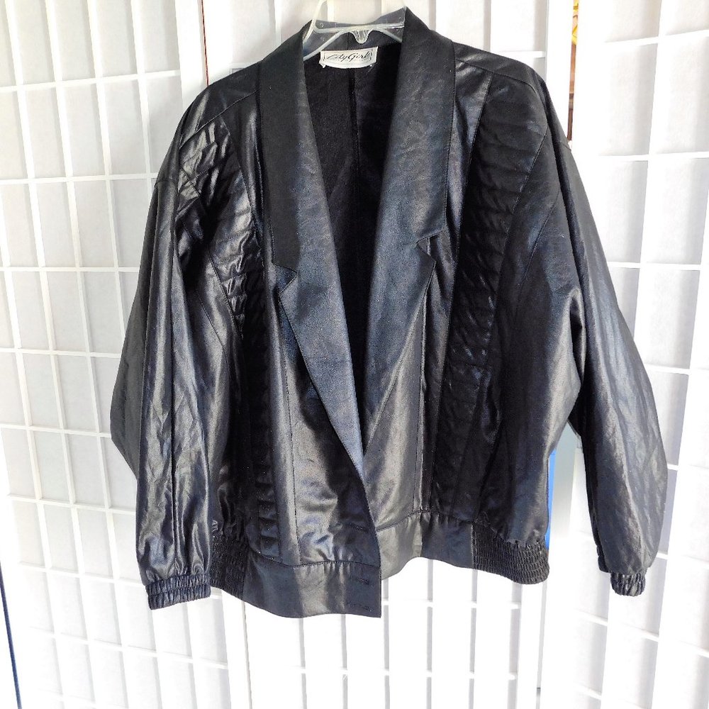Disco Era Black City Girl Batwing Jacket, Disco Style, faux leather, L-XL